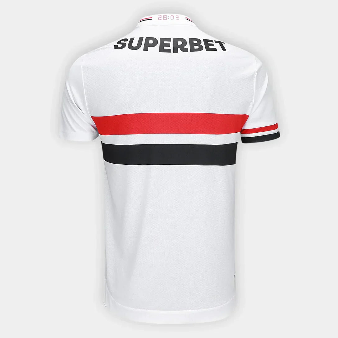 Camisola São Paulo 25/26 Home New Balance Masculina - Branco+Vermelho