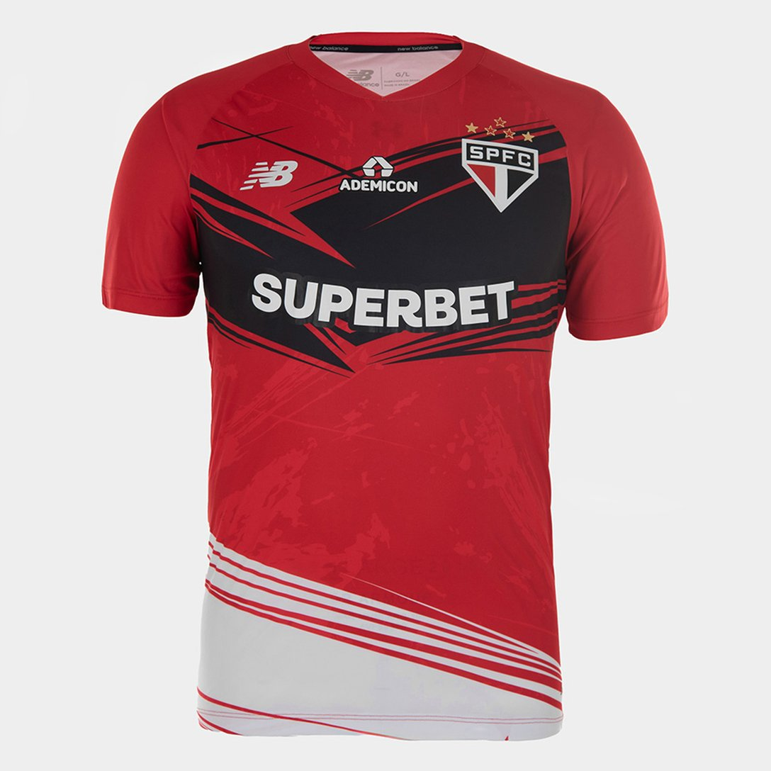 Camisola São Paulo 25/26 s/n° Goleiro New Balance Masculina - Vermelho+Preto