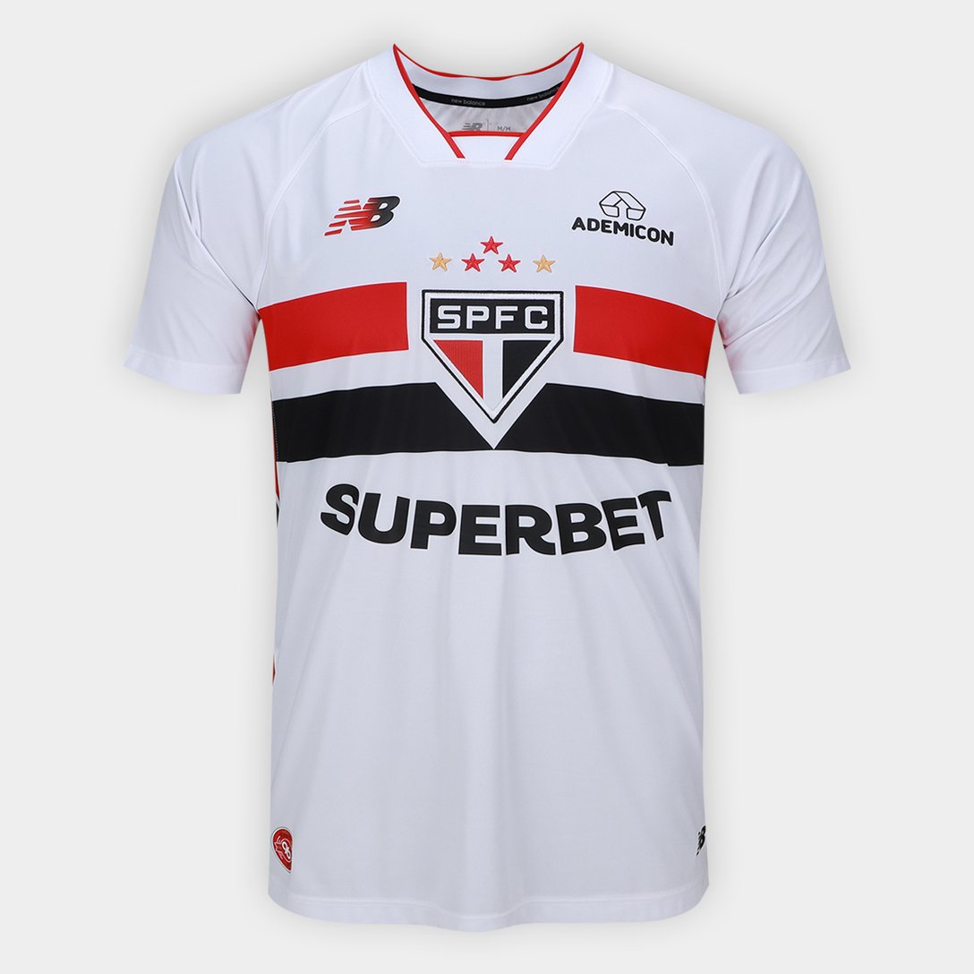 Camisola São Paulo I 26/27 Torcedor New Balance Masculina - Branco+Vermelho