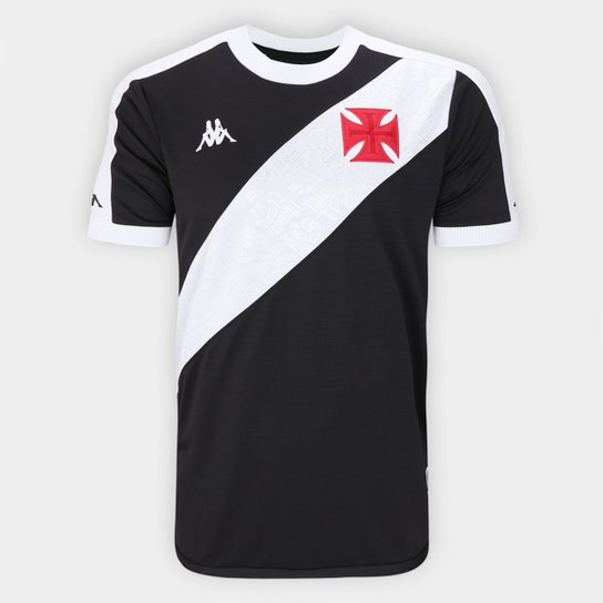 Camisola Vasco Home 24/25 Torcedor Kappa Masculina - Preto e Branco