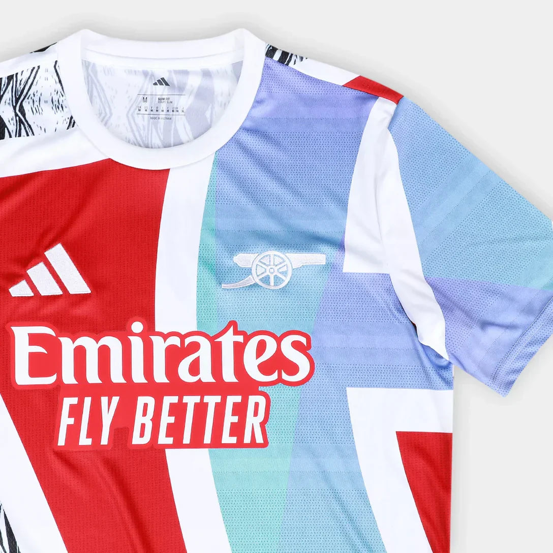 Camisola Arsenal 25/26 Pré Jogo Adidas Masculina - Vermelho+Branco