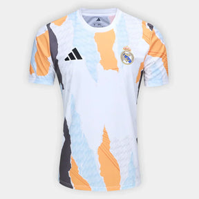 Camisola Real Madrid 25/26 Pré Jogo Adidas Masculina - Branco+Laranja