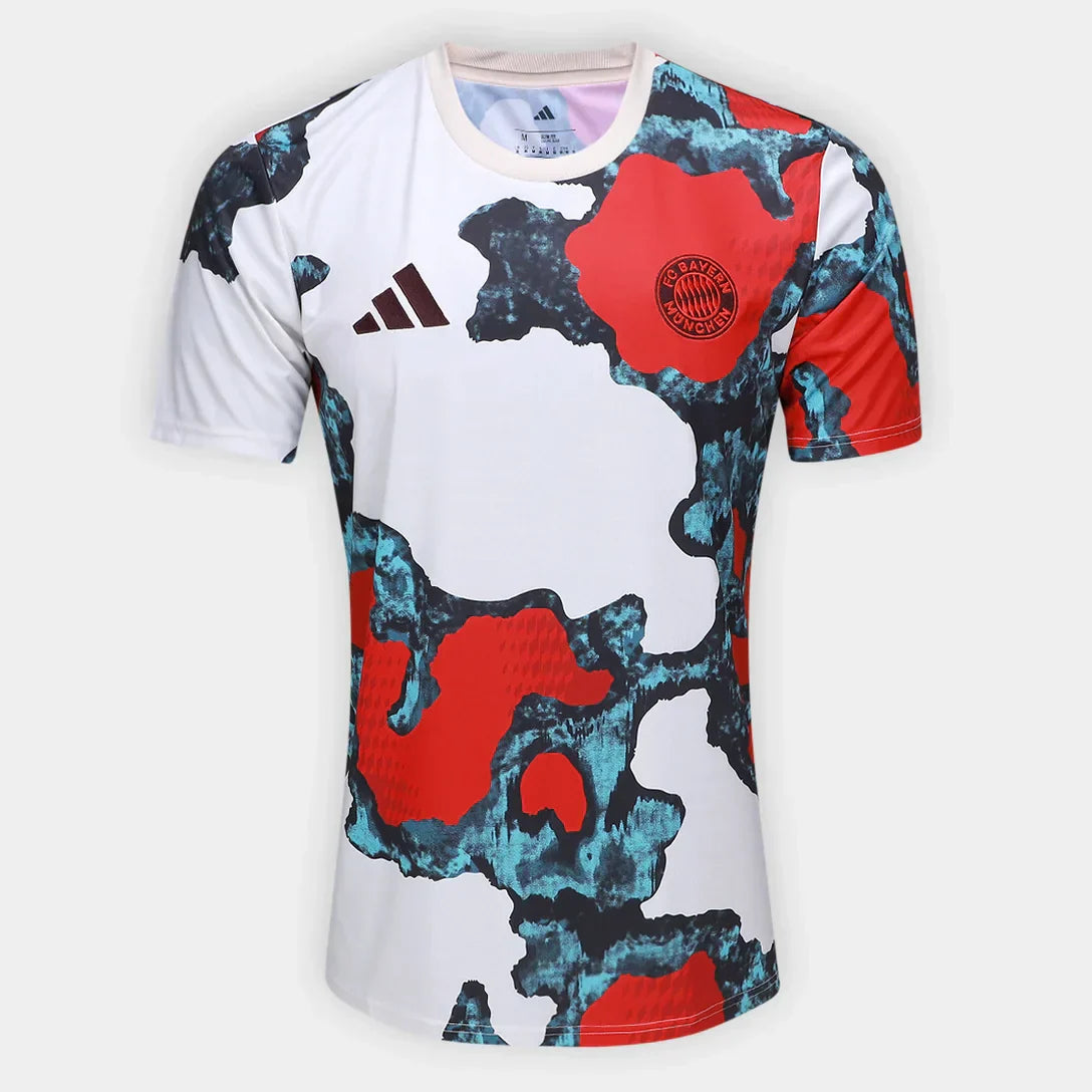 Camisola Bayern de Munique 25/26 Apresentação Adidas Masculina - Branco+Vermelho