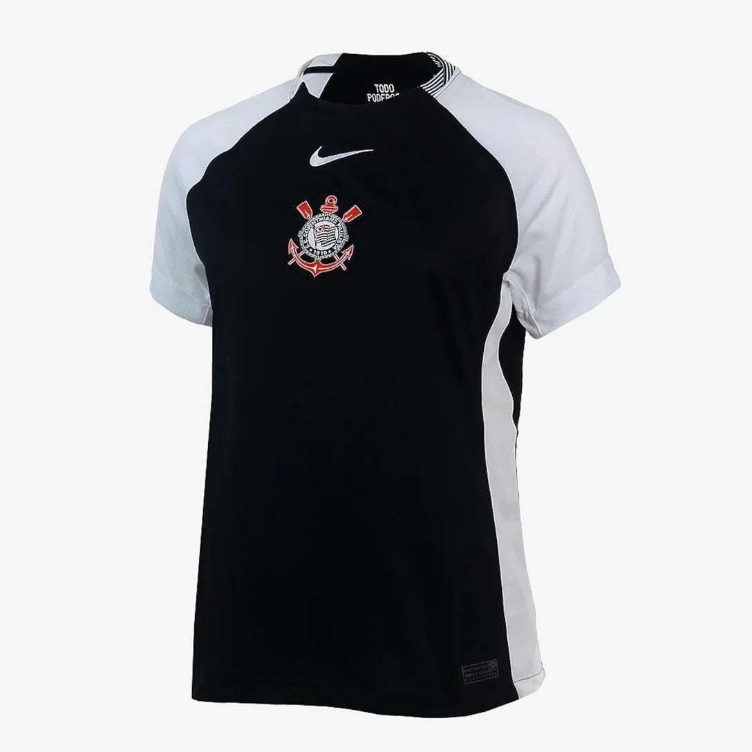 Camisola Nike Corinthians II 25/26 Torcedora Pro Feminina - Preto+Branco