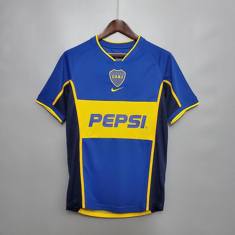 Camisola Boca Juniors Retrô 2002 Azul e Amarela - Nike