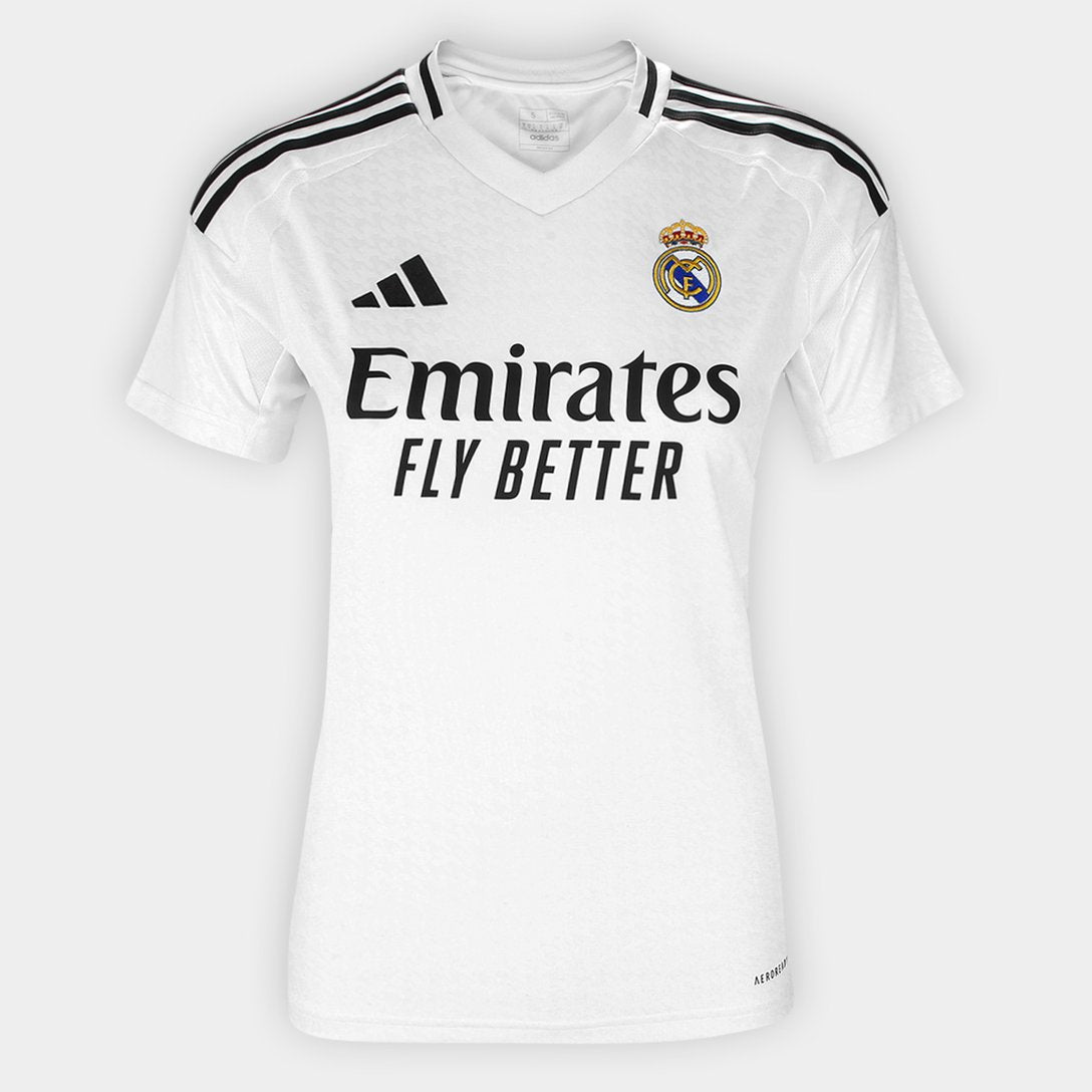Camisola Real Madrid Home 24/25 Torcedor Adidas Feminina - Branco