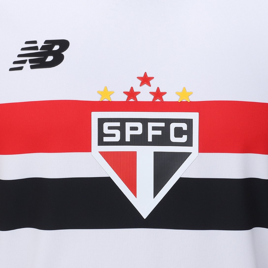 Camisola São Paulo I 24/25 Torcedor New Balance Masculina - Branco e Vermelho