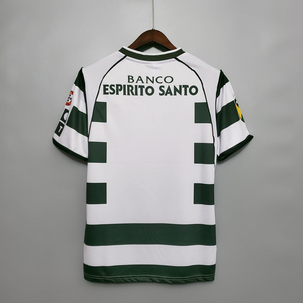Camisola Retrô Sporting I Home 01/03 - Masculina - Verde e Branca