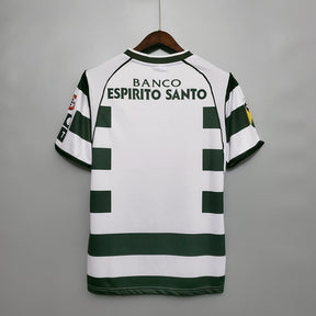 Camisola Retrô Sporting I Home 01/03 - Masculina - Verde e Branca