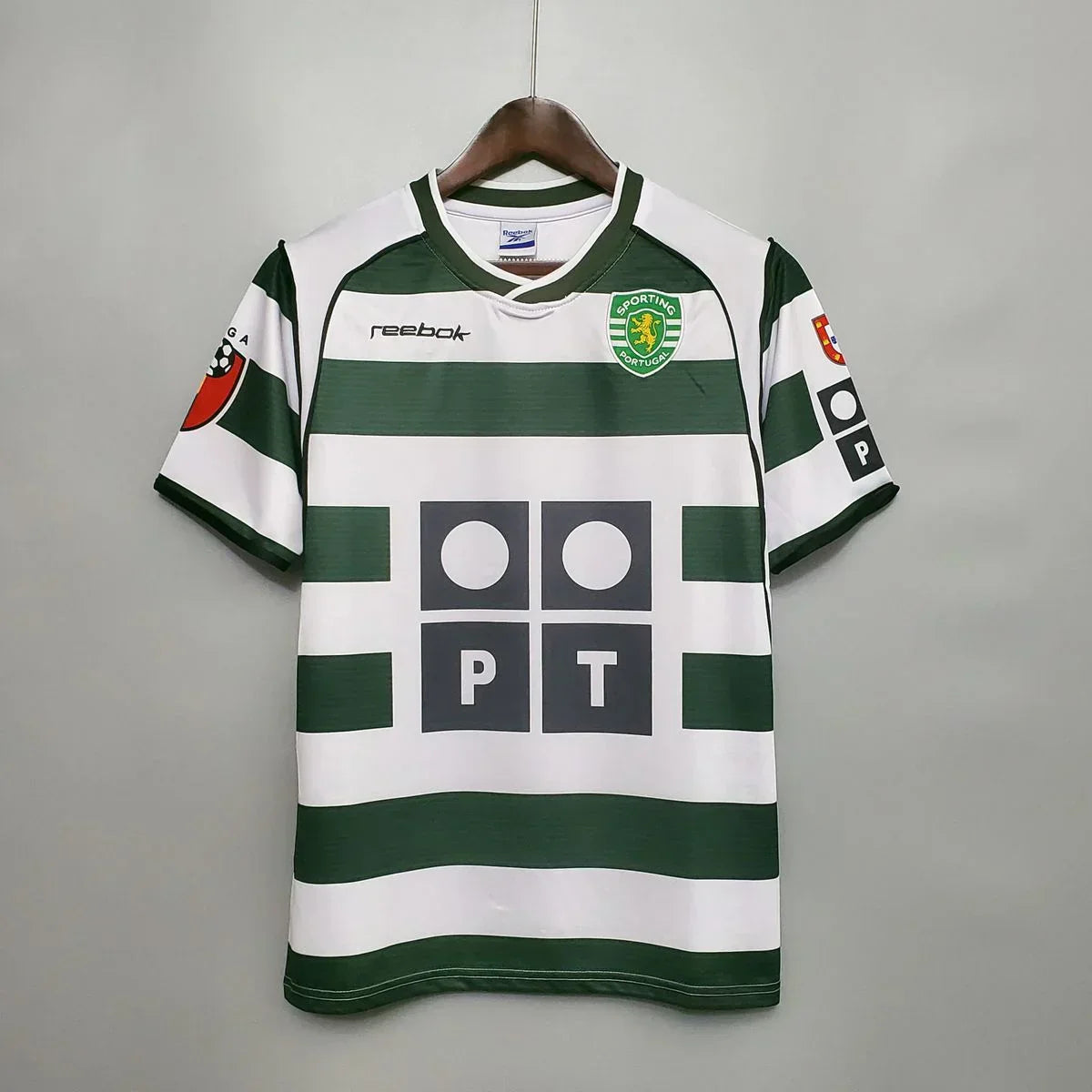 Camisola Retrô Sporting I Home 01/03 - Masculina - Verde e Branca