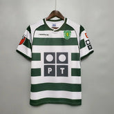 Camisola Retrô Sporting I Home 01/03 - Masculina - Verde e Branca